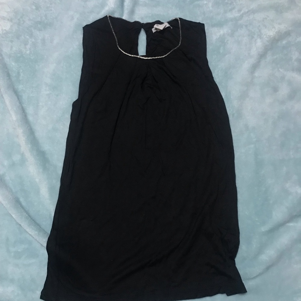 H&M black blouse with jewel trimming
